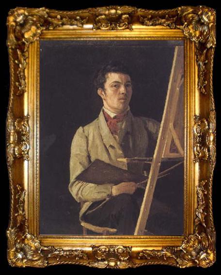 framed  Jean Baptiste Camille  Corot Portrait de Partiste a I